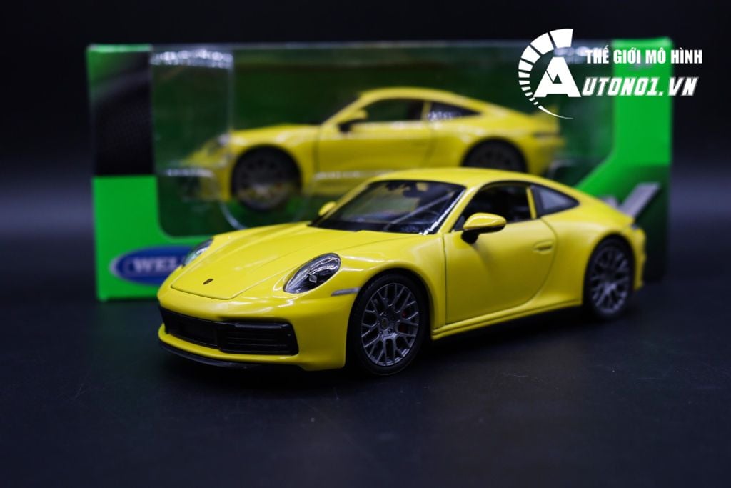 MÔ HÌNH XE PORSCHE 911 CARRERA 4S YELLOW 1:24 WELLY 7250