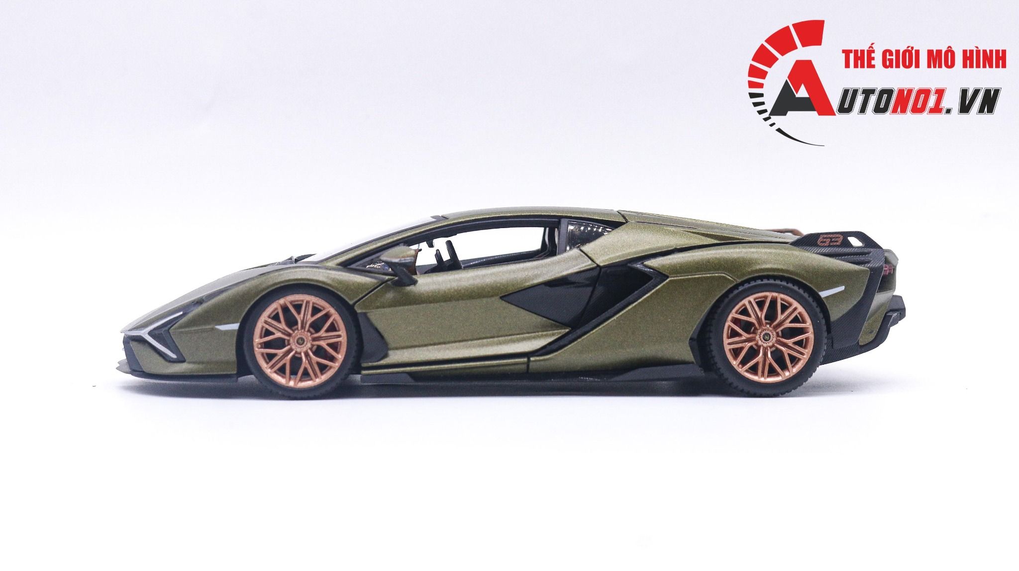  Mô hình xe Lamborghini Sian Fkp 37 Green đánh lái được full open 1:24 Bburago 7934 