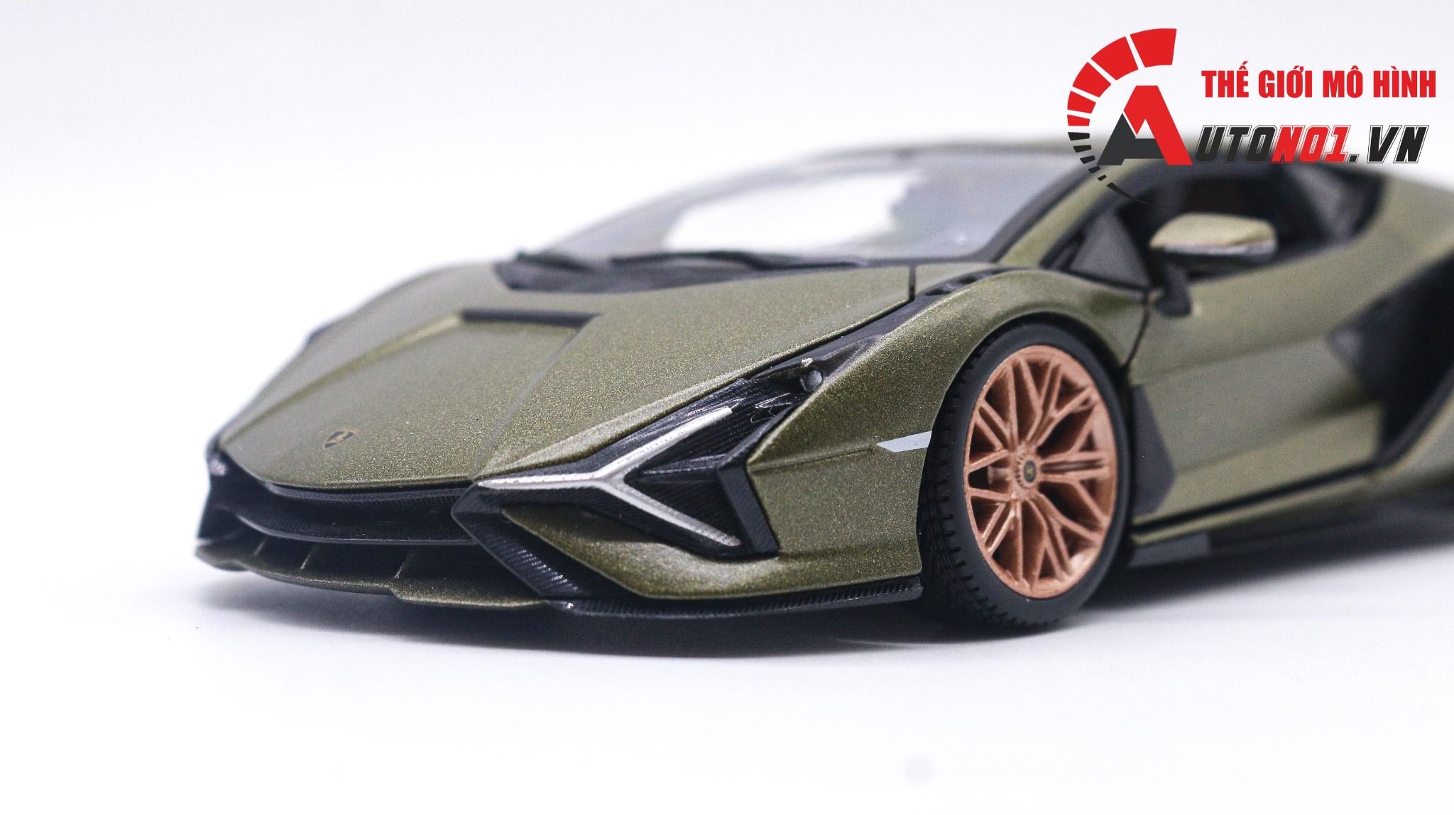  Mô hình xe Lamborghini Sian Fkp 37 Green đánh lái được full open 1:24 Bburago 7934 