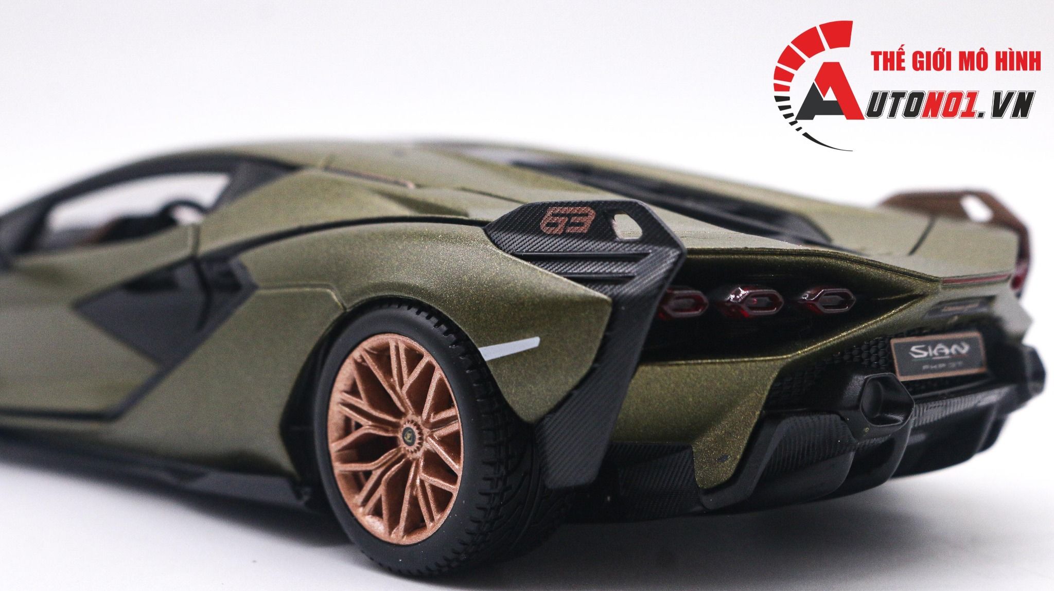  Mô hình xe Lamborghini Sian Fkp 37 Green đánh lái được full open 1:24 Bburago 7934 