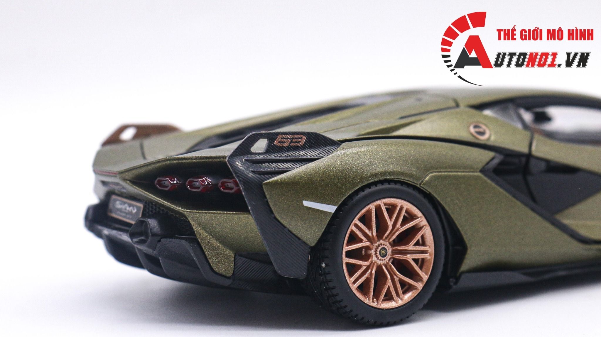  Mô hình xe Lamborghini Sian Fkp 37 Green đánh lái được full open 1:24 Bburago 7934 