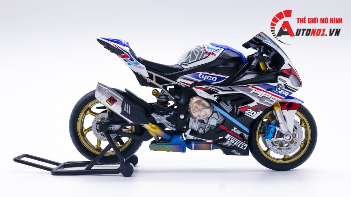  Mô hình xe độ Bmw S1000rr Hp4 Tyco độ pô 1:12 Autono1 Welly D226Q 