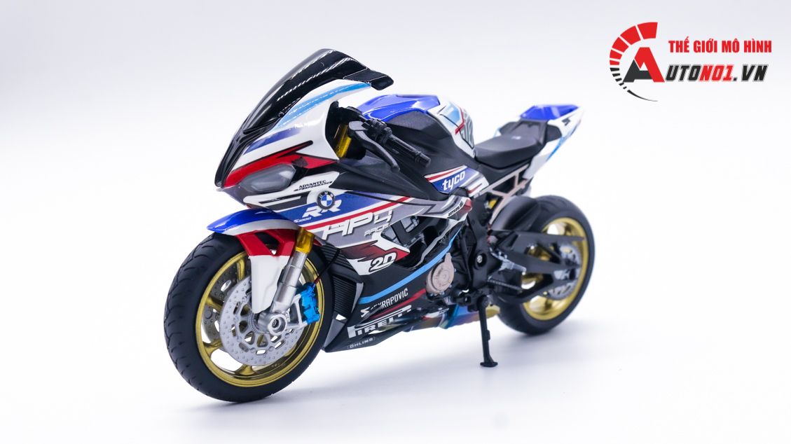  Mô hình xe độ Bmw S1000rr Hp4 Tyco độ pô 1:12 Autono1 Welly D226Q 