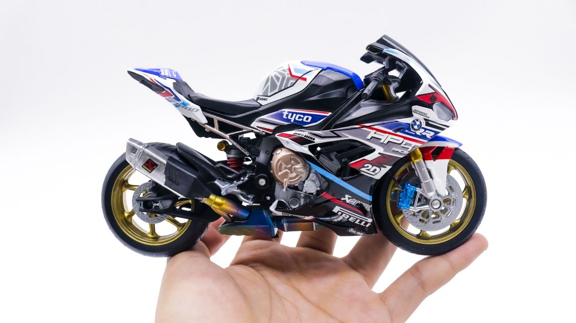  Mô hình xe độ Bmw S1000rr Hp4 Tyco độ pô 1:12 Autono1 Welly D226Q 