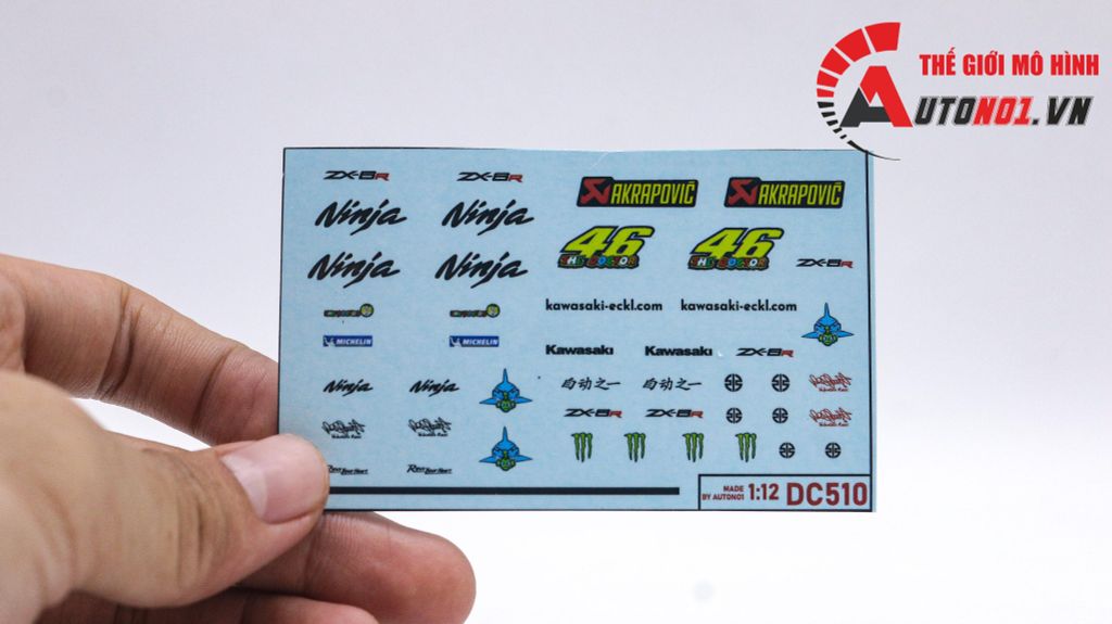 DECAL NƯỚC ĐỘ KAWASAKI ZX 6R 1:12 AUTONO1 DC510