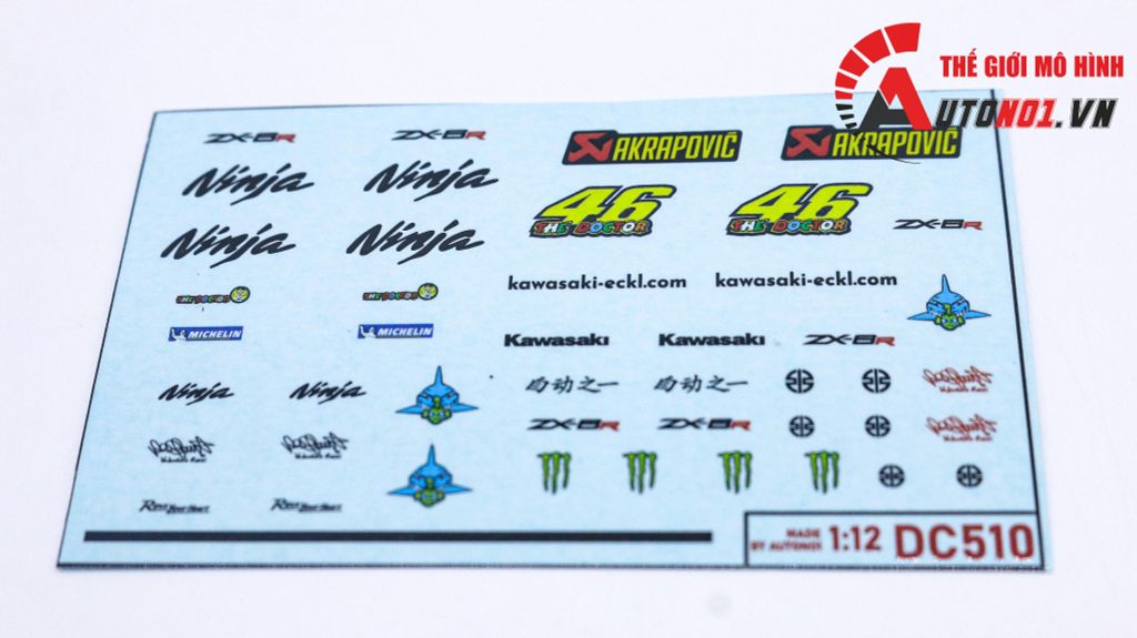 DECAL NƯỚC ĐỘ KAWASAKI ZX 6R 1:12 AUTONO1 DC510