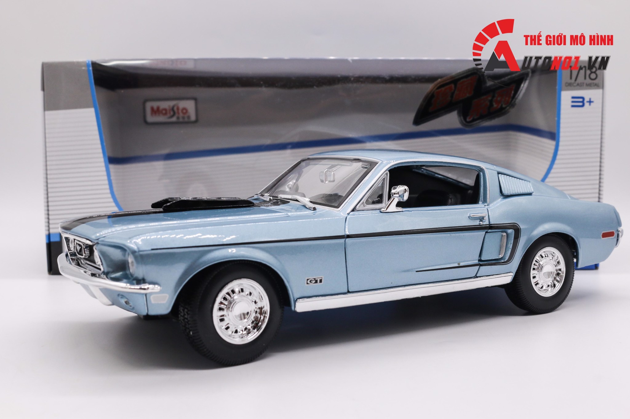  Mô hình xe Ford Mustang Gt Cobra Jet 1968 full open tỉ lệ 1:18 Maisto 31167 BL OT18017 