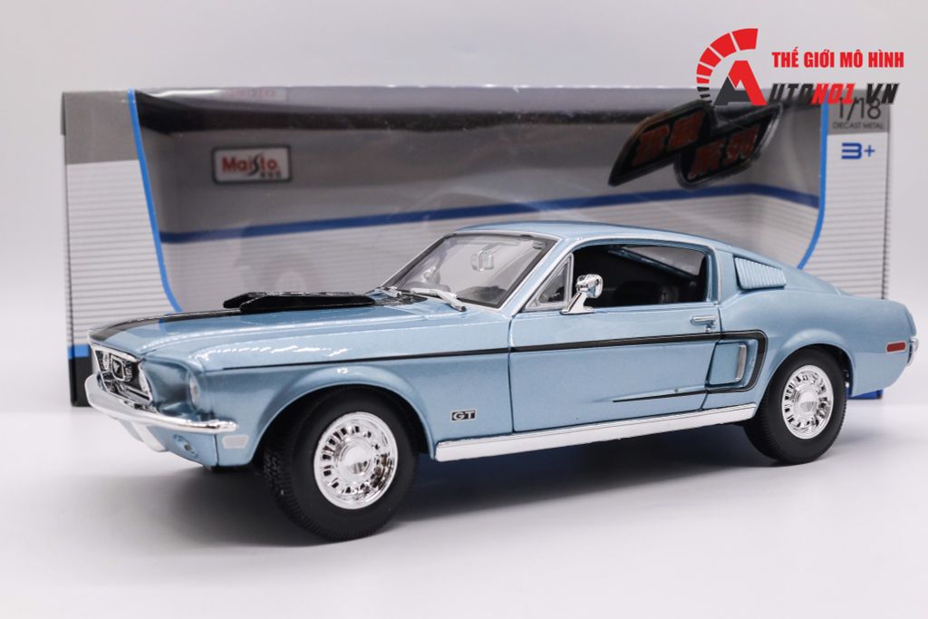 MÔ HÌNH XE FORD MUSTANG GT CORBA JET 1968 BLUE 1:18 MAISTO 6655