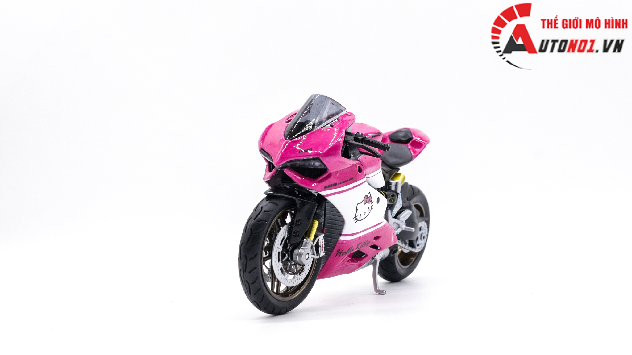  Mô hình xe độ Ducati 1199 Panigale Hello Kitty Pink 1:12 Autono1 D220f 