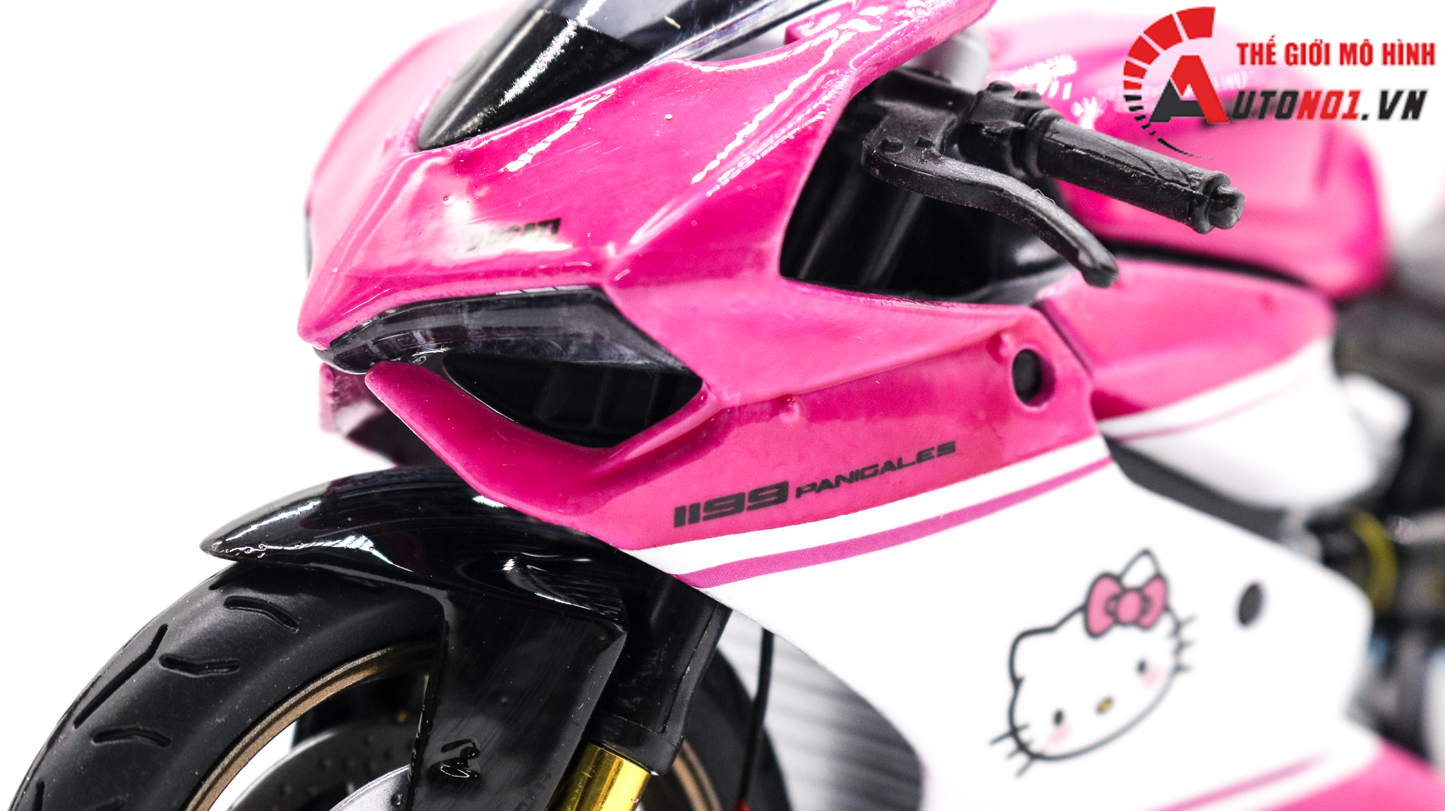  Mô hình xe độ Ducati 1199 Panigale Hello Kitty Pink 1:12 Autono1 D220f 