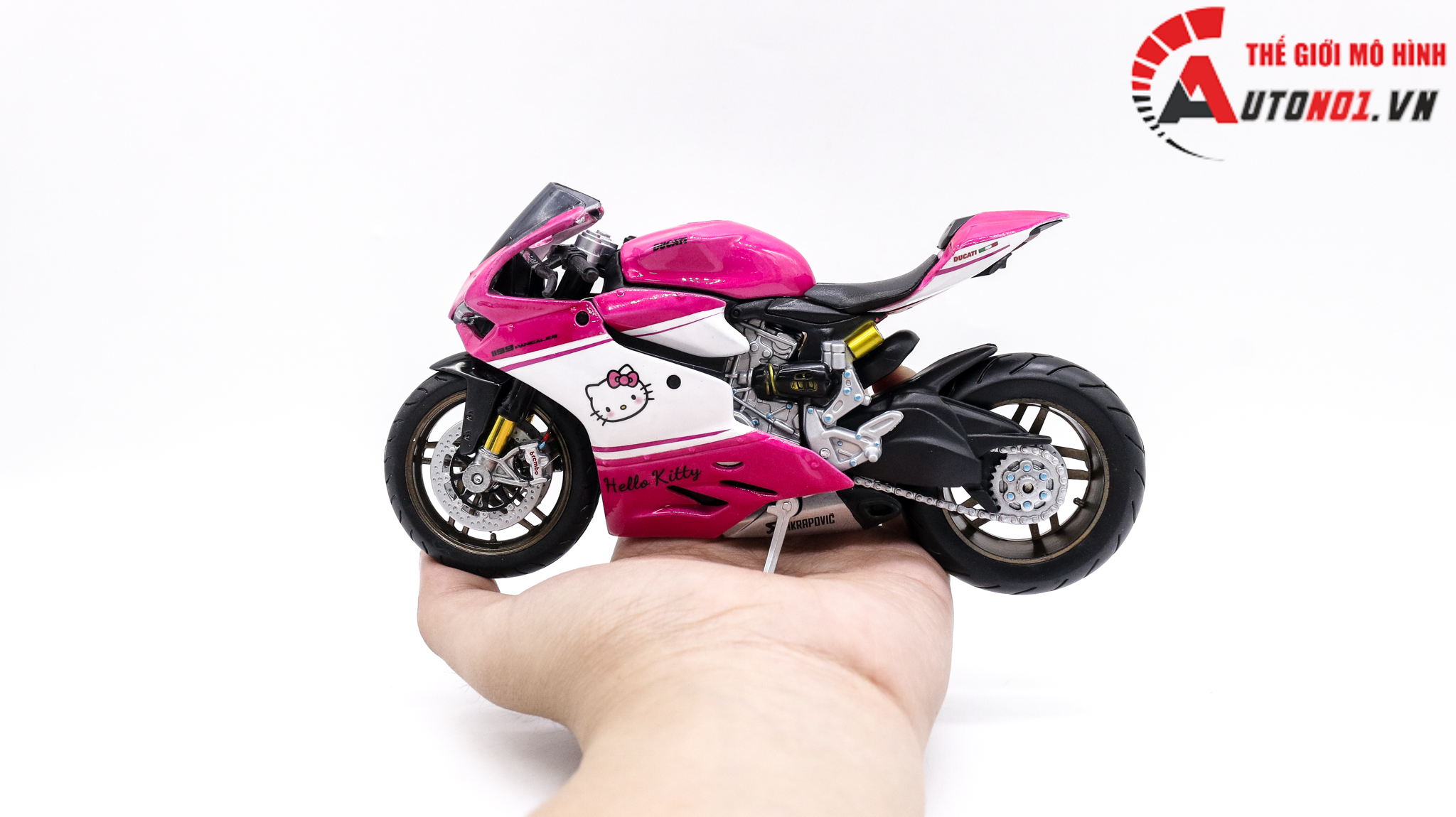  Mô hình xe độ Ducati 1199 Panigale Hello Kitty Pink 1:12 Autono1 D220f 