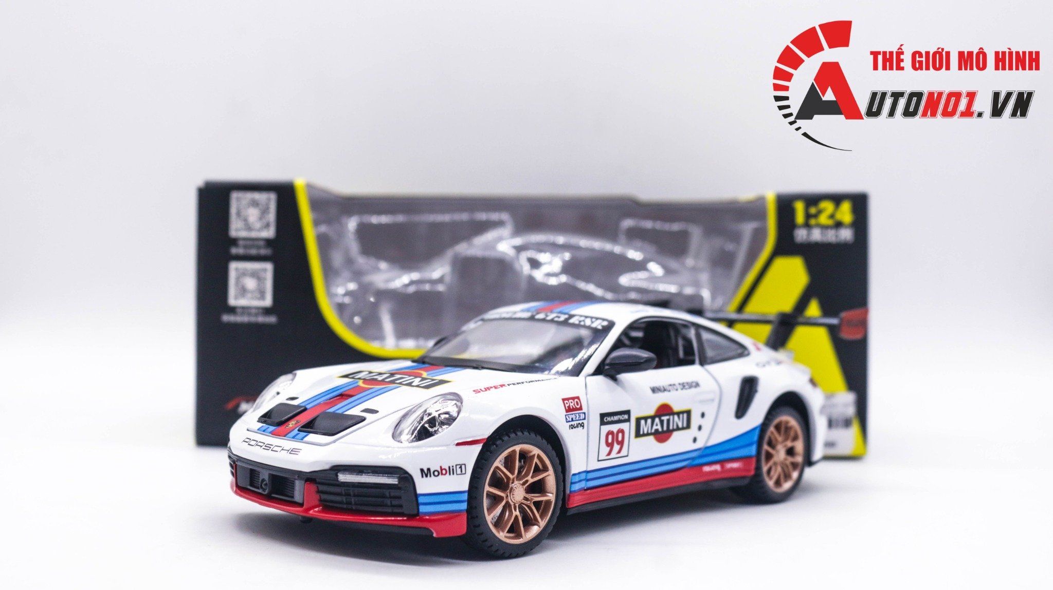  Mô hình xe Porsche 911 Gt3 Rsr đánh lái được full open 1:24 Miniauto OT404 