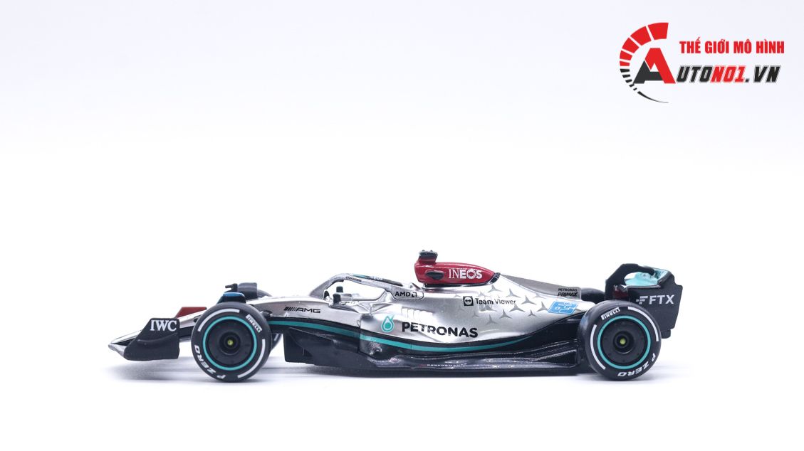  Mô hình xe đua F1 Mercedes AMG Petronas F1 W13 2022 #63 Hybrid 1:43 Bburago OT003 