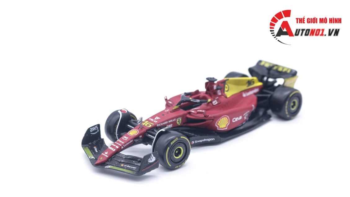  Mô hình xe đua F1-75 Ferrari Formula Racing 2022 #16 Charles Leclerc tỉ lệ 1:43 Bburago OT002 