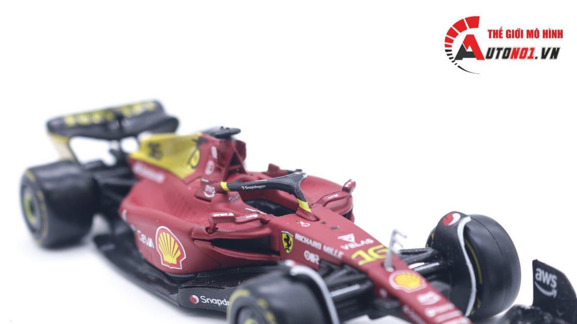  Mô hình xe đua F1-75 Ferrari Formula Racing 2022 #16 Charles Leclerc tỉ lệ 1:43 Bburago OT002 