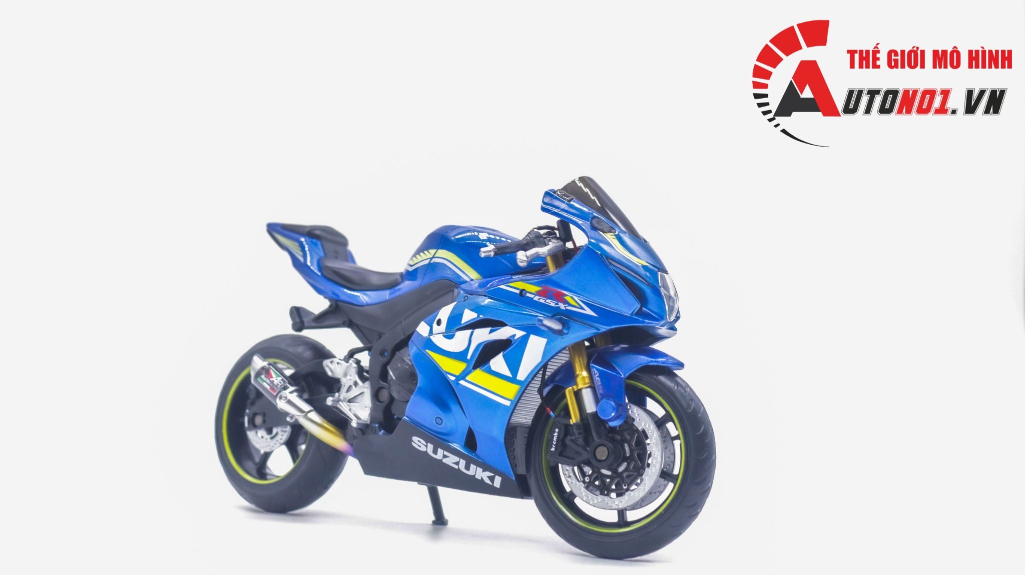  Mô hình xe độ Suzuki Gsx-R1000 Mâm độ pô Blue 1:12 Autono1 MSZ D110B 