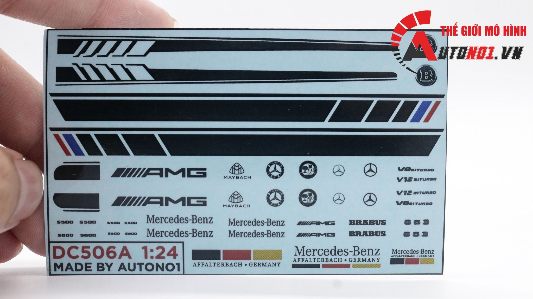  Decal nước trang trí xe Mercedes Amg - Maybach - Brabus - Sclass - Gclass tỉ lệ 1:24 Autono1 DC506a 