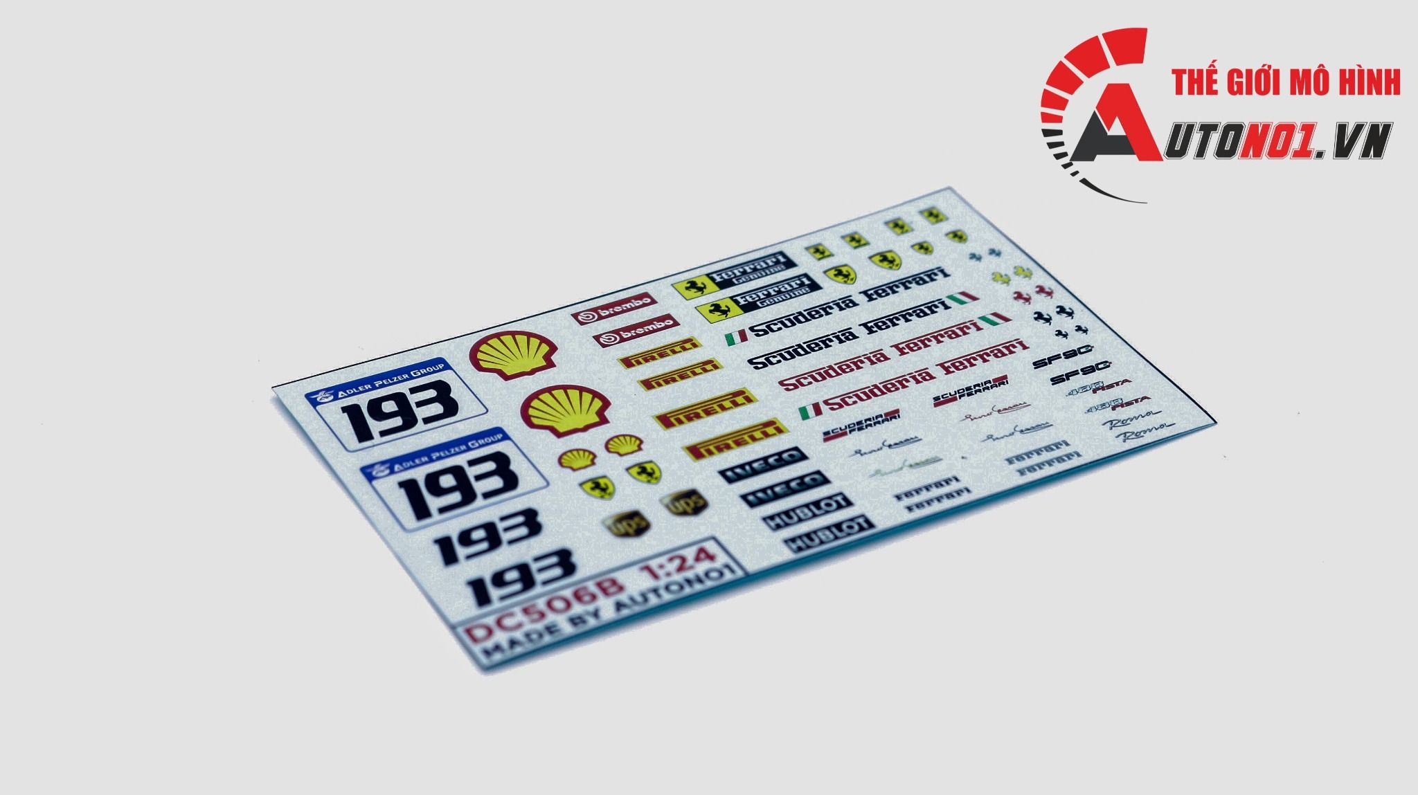  Decal nước trang trí xe Ferrari - SF90 - 488 Pista - Roma - Racing tỉ lệ 1:24 Autono1 DC506b 