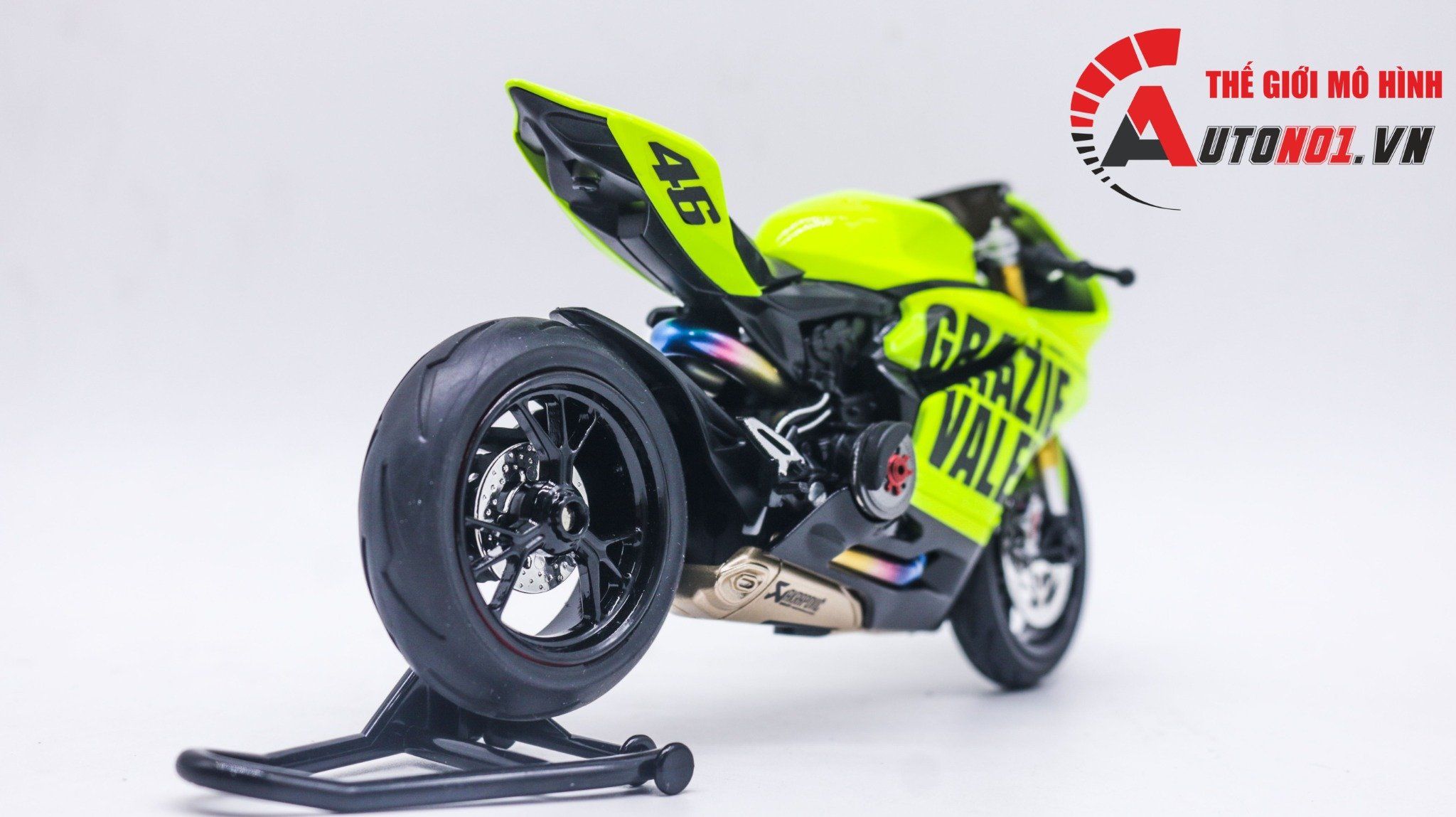  Mô hình xe Ducati 1199 custom Grazie Vale 46 độ nồi có ben nâng tỉ lệ 1:12 Autono1 Jiaye model D243 