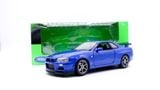  MÔ HÌNH XE NISSAN SKYLINE GT-R R34 BLUE 1:24 WELLY 7450 