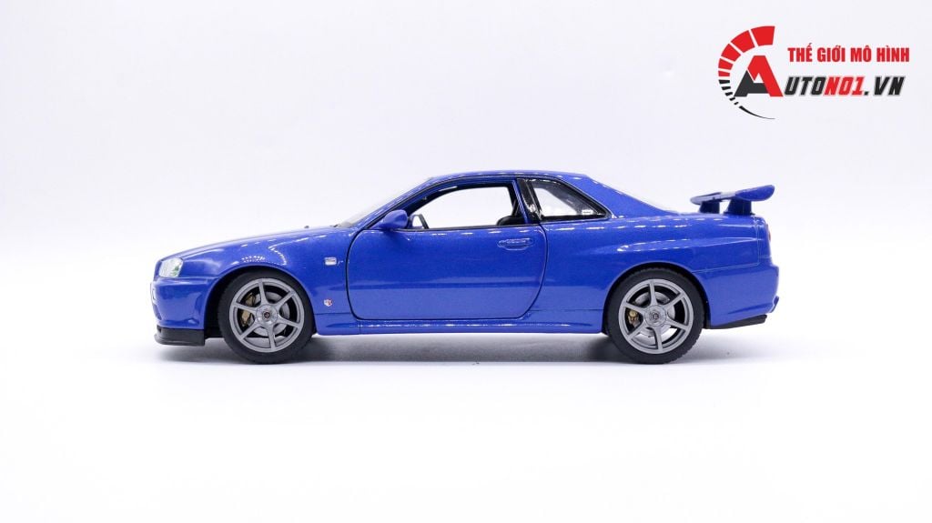 MÔ HÌNH XE NISSAN SKYLINE GT-R R34 BLUE 1:24 WELLY 7450
