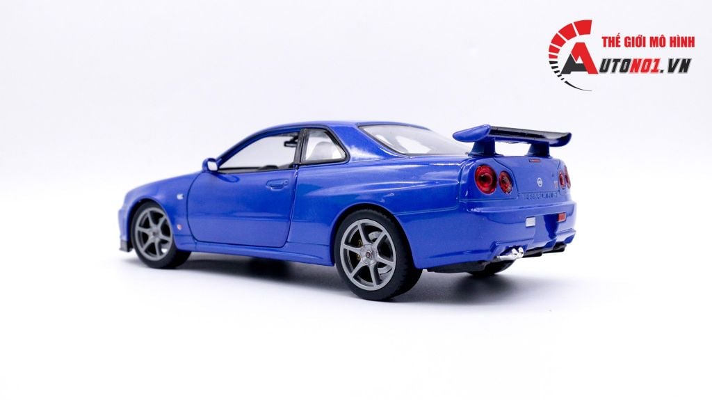 MÔ HÌNH XE NISSAN SKYLINE GT-R R34 BLUE 1:24 WELLY 7450