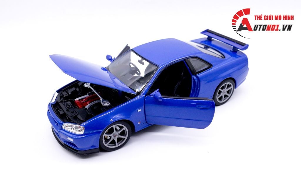 MÔ HÌNH XE NISSAN SKYLINE GT-R R34 BLUE 1:24 WELLY 7450