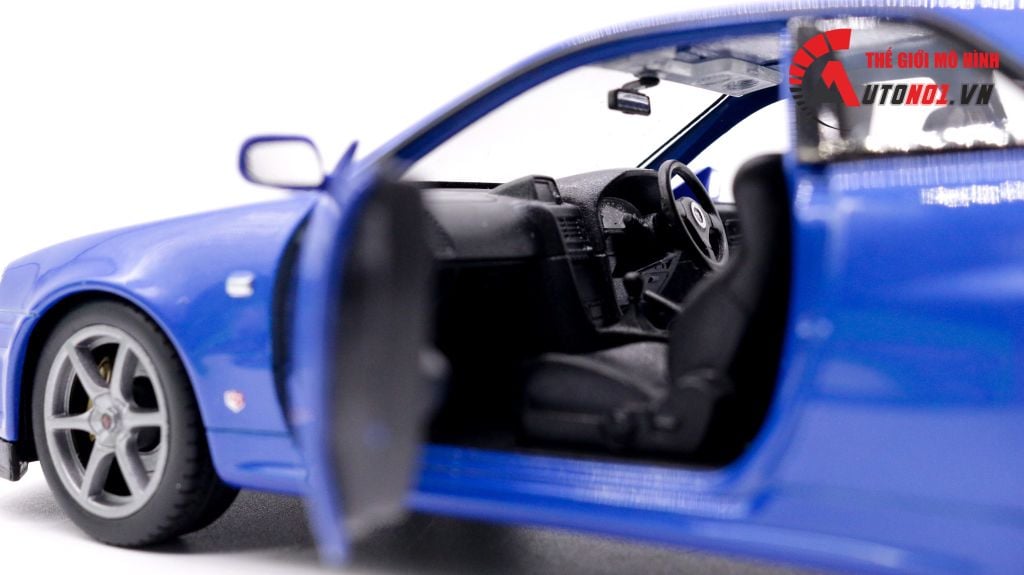 MÔ HÌNH XE NISSAN SKYLINE GT-R R34 BLUE 1:24 WELLY 7450