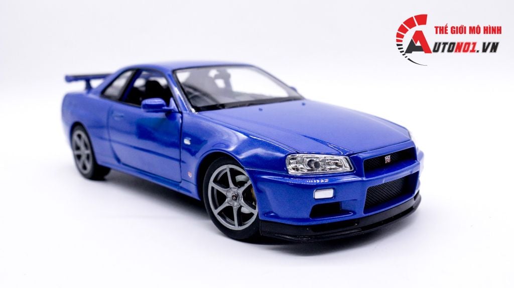 MÔ HÌNH XE NISSAN SKYLINE GT-R R34 BLUE 1:24 WELLY 7450