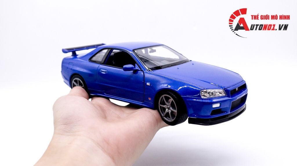 MÔ HÌNH XE NISSAN SKYLINE GT-R R34 BLUE 1:24 WELLY 7450