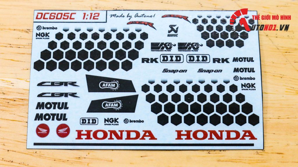 DECAL NƯỚC ĐỘ BUMBLE BEE CHO HONDA CBR 1000RR-R 2020 1:12 AUTONO1 DC605C