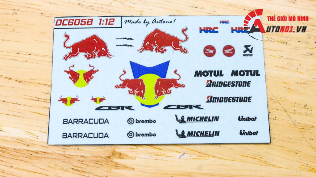 DECAL NƯỚC ĐỘ REDBULL CHO HONDA CBR 1000RR-R 2020 1:12 AUTONO1 DC605B