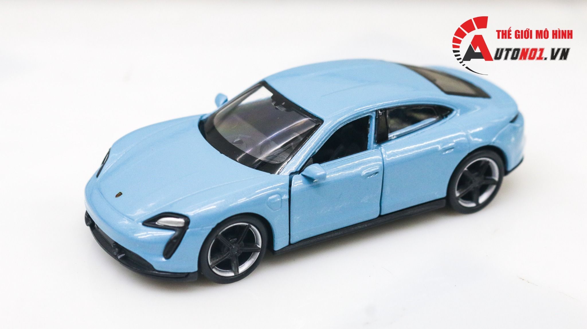  Mô hình xe Porsche Taycan Turbo S Blue tỉ lệ 1:36 Welly 8198 