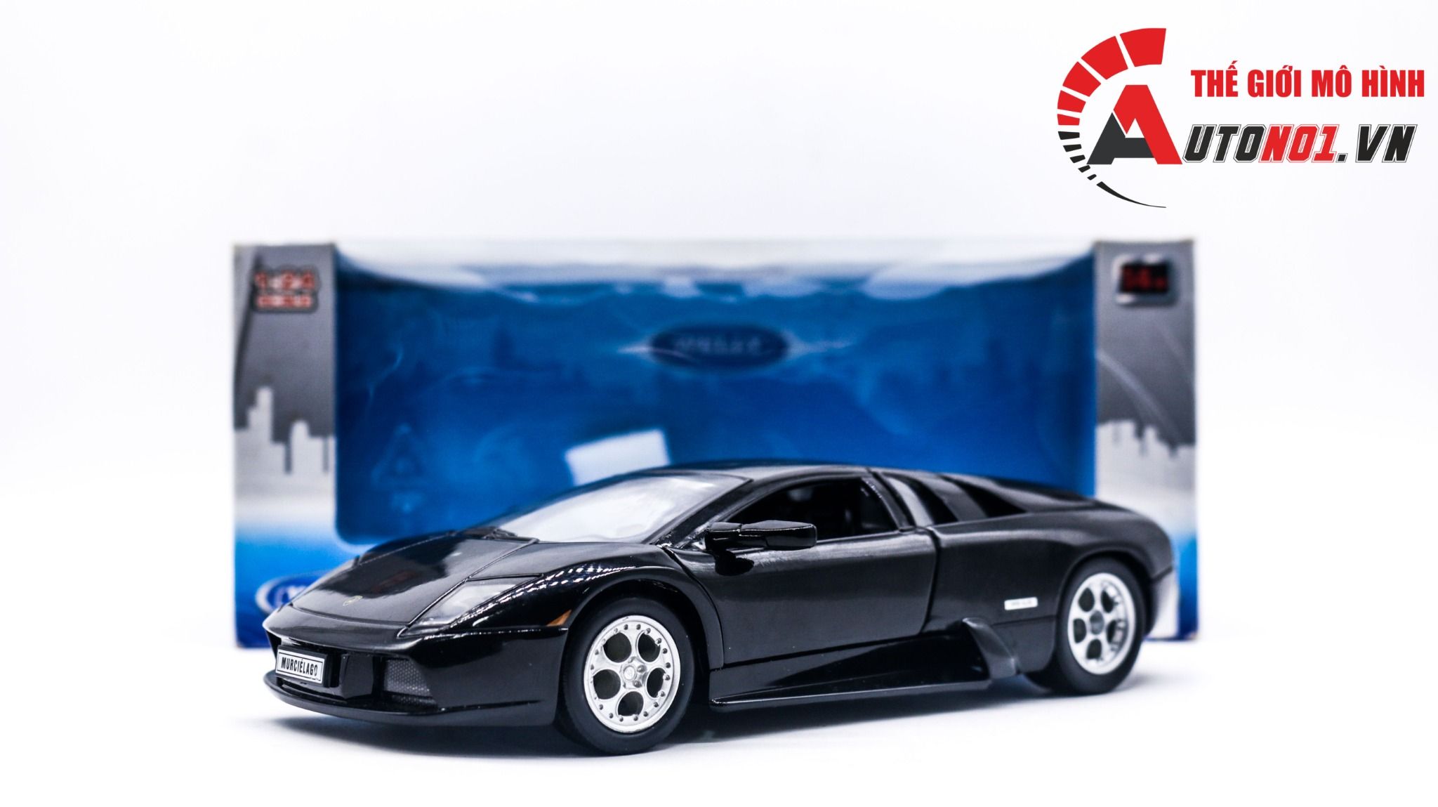  Mô hình xe Lamborghi Murcielago Black full open tỉ lệ 1:24 Welly 1350 