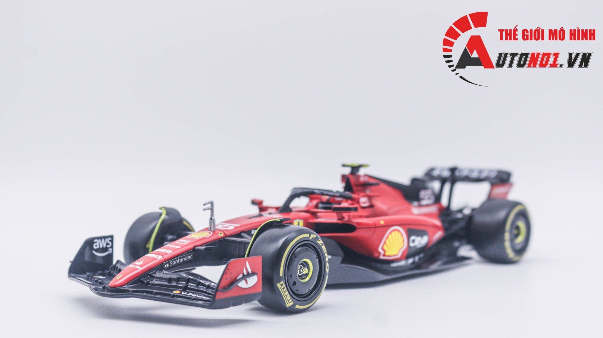  Mô hình xe đua F1 Ferrari Formular Sf23 2023 có hộp mica tỉ lệ 1:24 Bburago OT333 