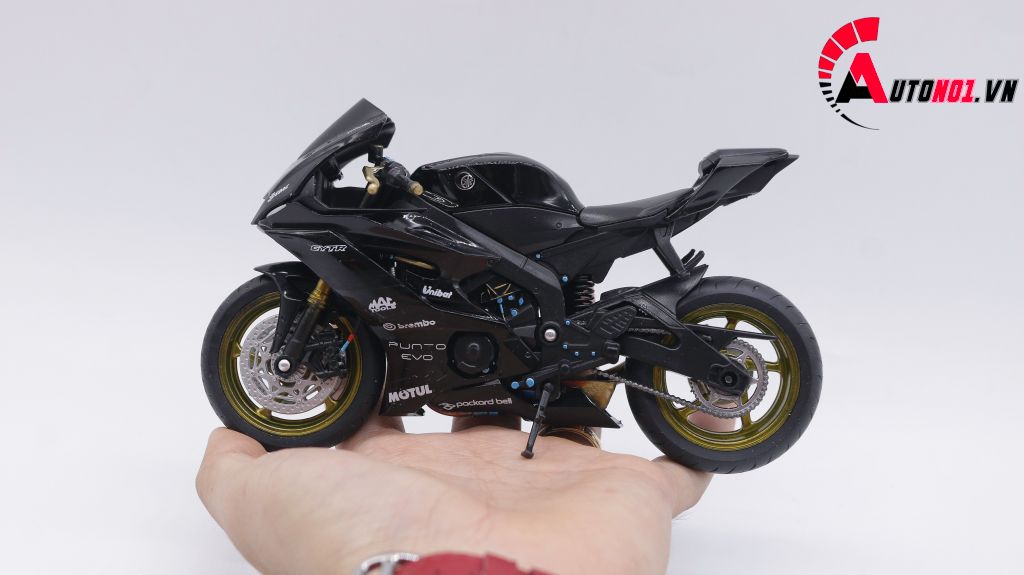 MÔ HÌNH XE YAMAHA R6 BLACK ĐỘ MÂM - PÔ KIM LOẠI AUTONO1 D158