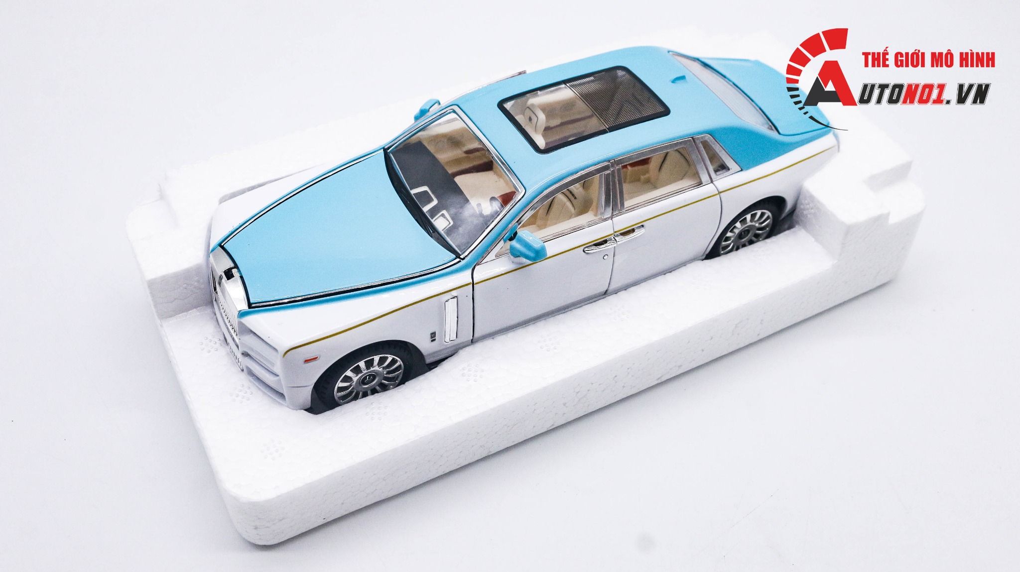  Mô hình xe Roll Royce Phantom VIII Mansory đánh lái được full open 1:24 Miniauto DC24101 7878 