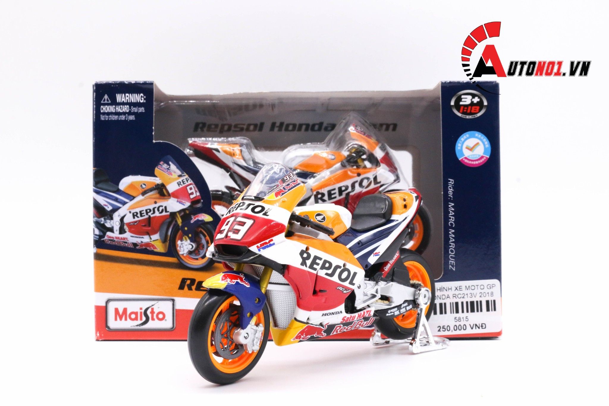  Mô hình xe mô tô GP Honda rc213v repsol 2018 1:18 Maisto 5815A 