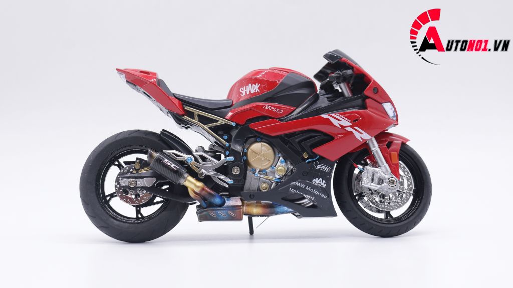 MÔ HÌNH XE BMW S1000 2020 RED ĐỘ PÔ KIM LOẠI AUTONO1 D160