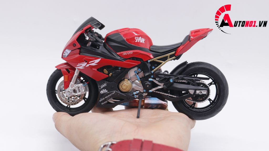 MÔ HÌNH XE BMW S1000 2020 RED ĐỘ PÔ KIM LOẠI AUTONO1 D160