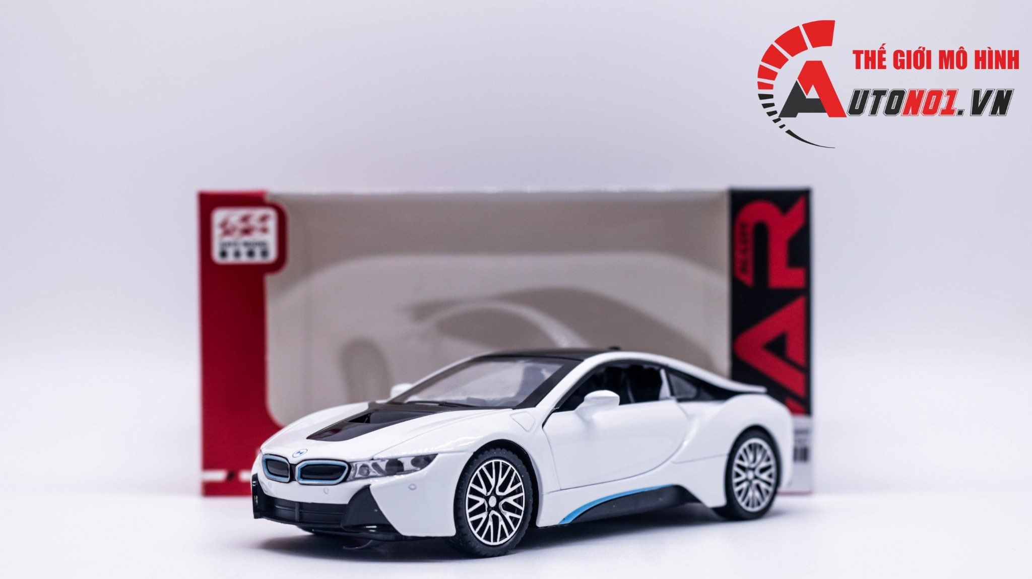  Mô hình xe Bmw I8 full open tỉ lệ 1:32 Jiaye Model OT347 