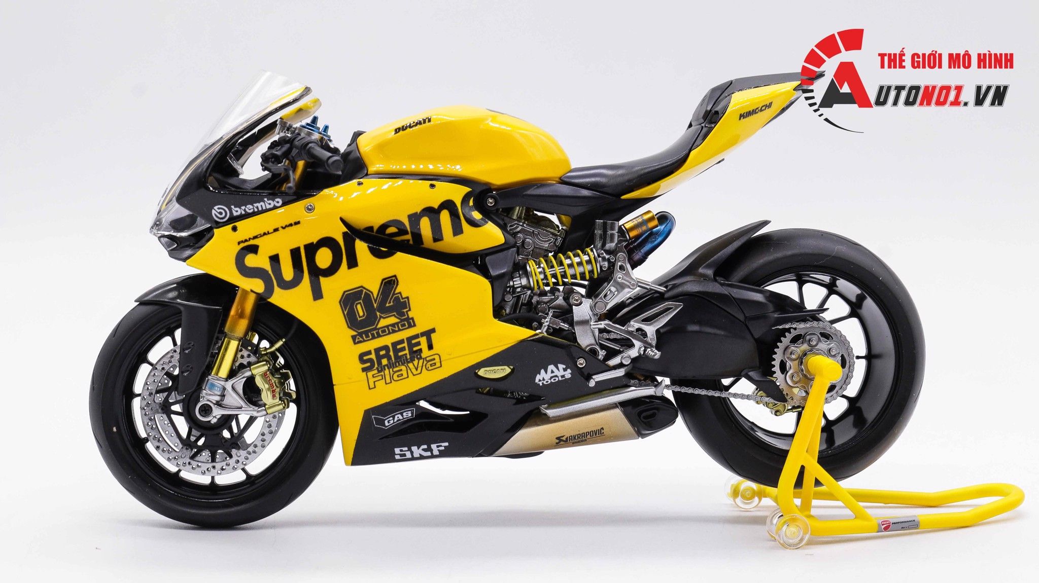  Mô hình xe cao cấp Ducati 1199 Supreme Yellow Tỉ Lệ 1:12 Tamiya D126 