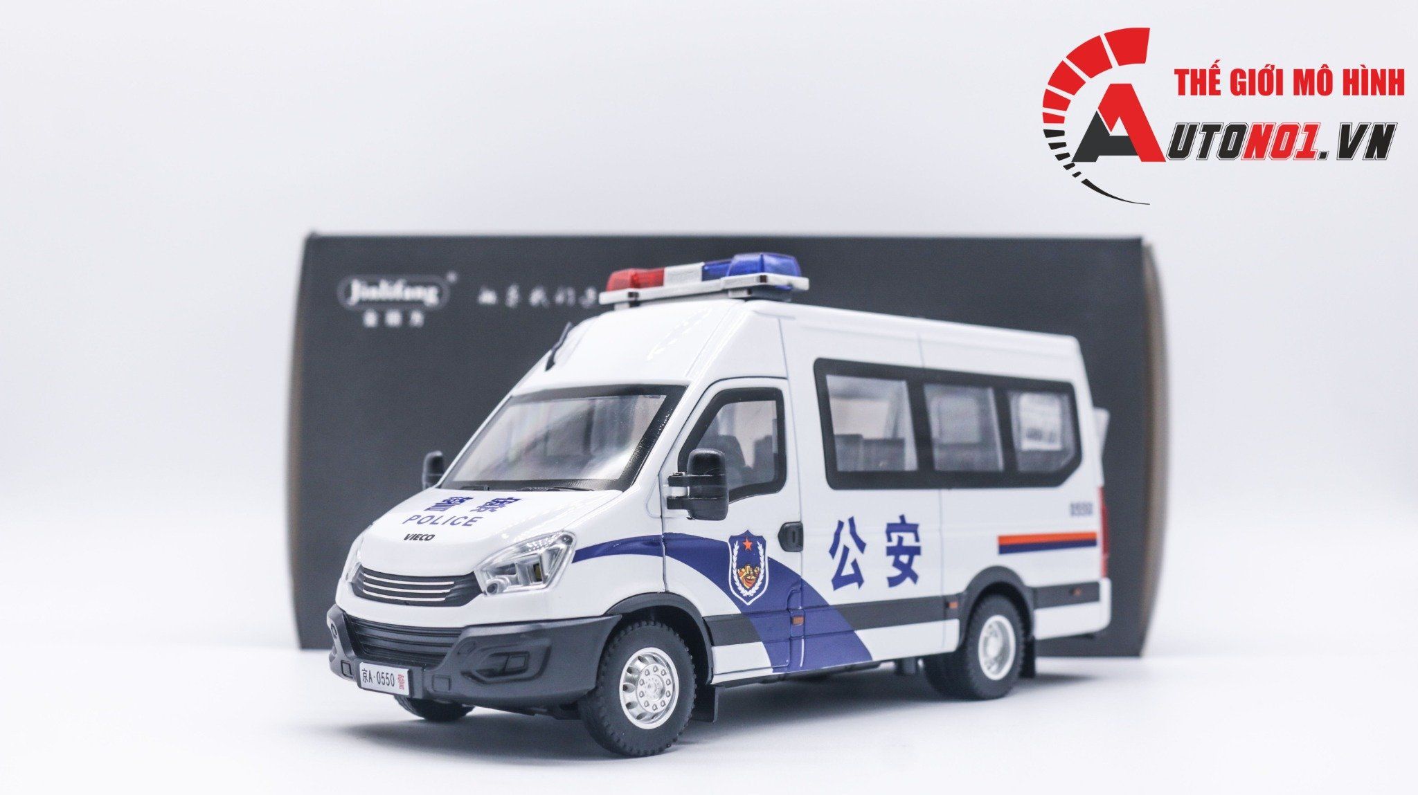  Mô hình xe ô tô cảnh sát Vieco đánh lái được - có âm thanh, đèn tỉ lệ 1:24 Jinlifang OT304 