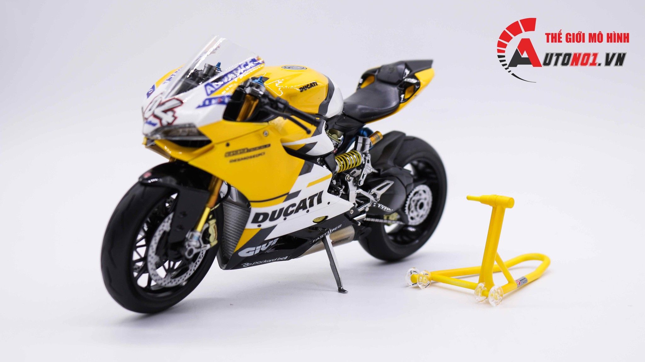  Mô hình xe cao cấp Ducati 899 Panigale Yellow Tỉ Lệ 1:12 Tamiya D127 