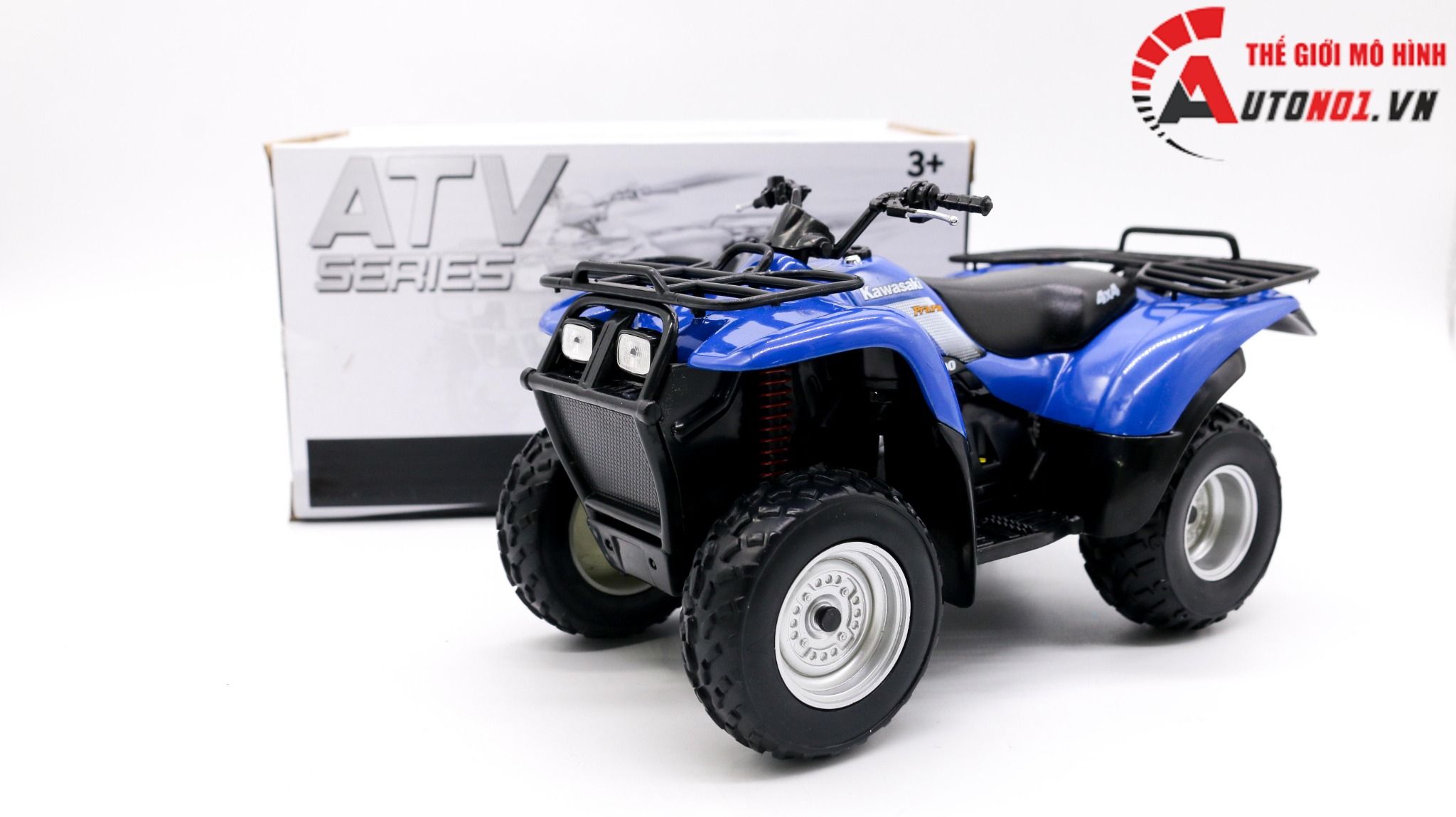  Mô hình xe địa hình 4 bánh 2002 Kawasaki Prairie 400 blue 1:12 Welly 7871 