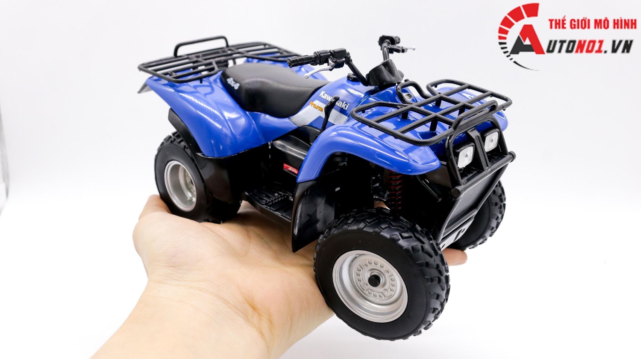  Mô hình xe địa hình 4 bánh 2002 Kawasaki Prairie 400 blue 1:12 Welly 7871 