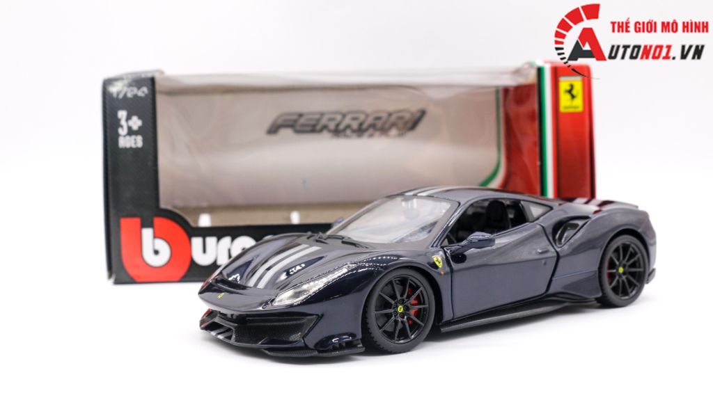 MÔ HÌNH XE FERRARI 488 PISTA BLUE 1:24 BBURAGO 7860