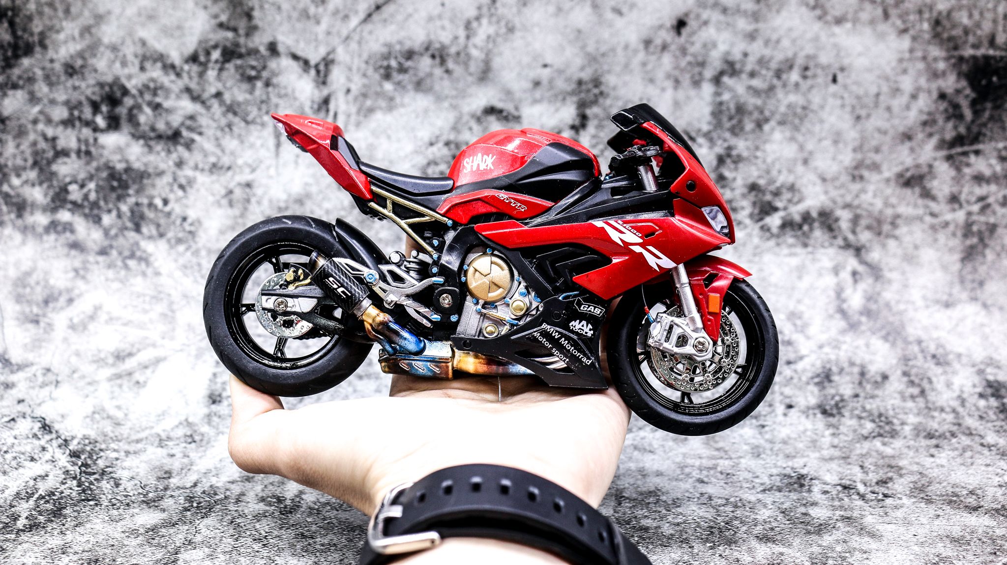  Mô hình xe độ Bmw S1000 2020 Red Pô 1:12 Autono1 Alloy D160A 