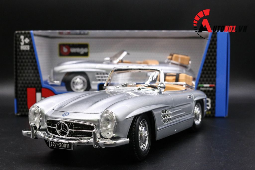 MÔ HÌNH MERCEDES BENZ 300 SL 1954 SILVER COLLEGIONE 1:18 BURAGO 3664