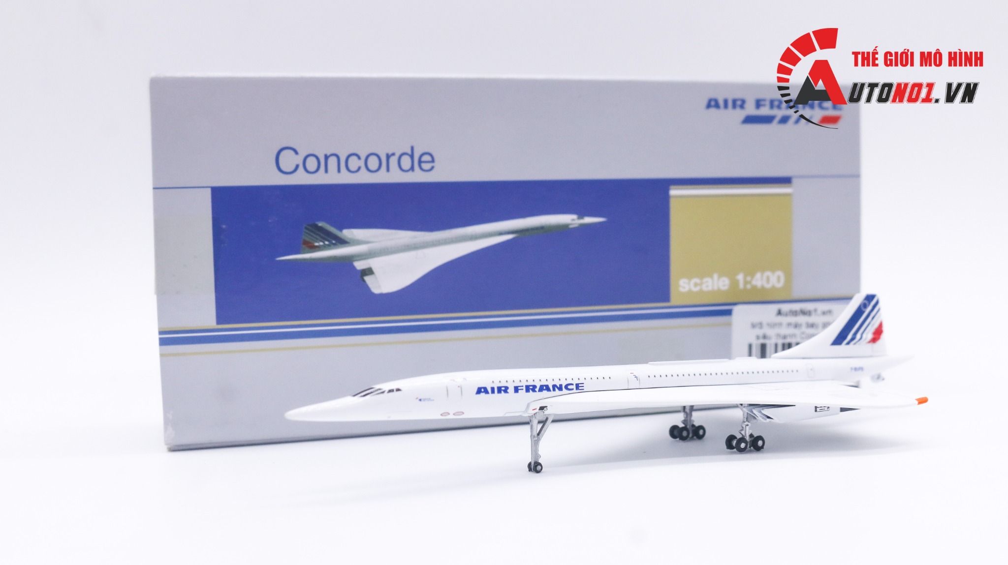  Mô hình máy bay phản lực siêu thanh Concorde Air France 4590 Pháp có bánh xe tỉ lệ 1:400 MB16161 